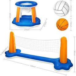 DONTODENT Ensembles Gonflables De Basket-Ball Et De Volleyball D'eau, Jouets De Piscine D'eau Flottante, Cerceau De Basket-Ball De Piscine Et Filet De Jeu De Volleyball Pour Enfants Et Adultes -Piscine Soldes Boutique 36625812 3