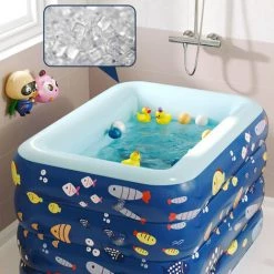 DAZHOM Piscine Gonflable Avec Recharge Automatique Sans Fil Piscine B��b�� Piscine Familiale 1.2M | BLEU -Piscine Soldes Boutique 37823987 4