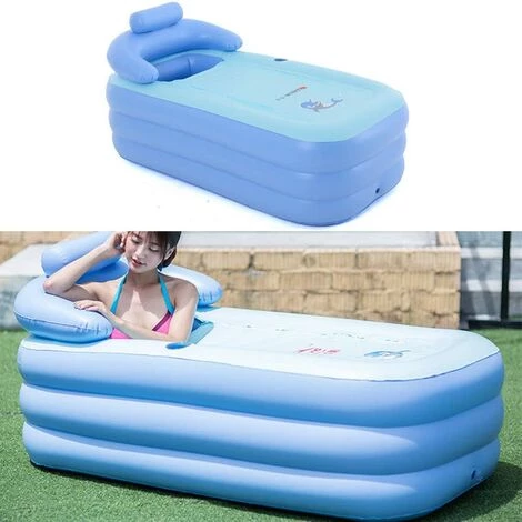 SENDERPICK Portable Adulte Spa Pliable En PVC Baignoire De Bain Gonflable Ttub Piscine Enfant Piscine Gonflable Bleu 4 SENDERPICK Portable Adulte Spa Pliable En PVC Baignoire De Bain Gonflable Ttub Piscine Enfant Piscine Gonflable Bleu – Image 2