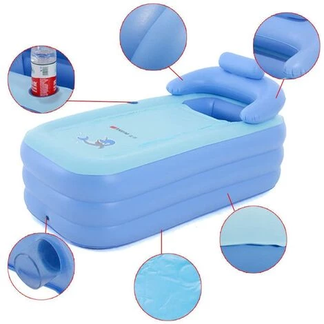 SENDERPICK Portable Adulte Spa Pliable En PVC Baignoire De Bain Gonflable Ttub Piscine Enfant Piscine Gonflable Bleu 6 SENDERPICK Portable Adulte Spa Pliable En PVC Baignoire De Bain Gonflable Ttub Piscine Enfant Piscine Gonflable Bleu – Image 4