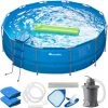 TECTAKE Piscine Tubulaire Ronde MERINA + Bache, échelle Et Autres Accessoires - Piscinette Tubulaire, Piscine Hors-sol, Piscine Autoportée - Bleu -Piscine Soldes Boutique 38464899 1