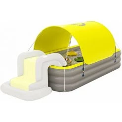 HAPPYSHOPPING Auvent Amovible De Radeau De Flotteur De Piscine Gonflable Resistant Au Soleil De Piscine De Gonflage Automatique Pour La Partie Exterieure De L'eau D'arriere-cour, Modele : Jaune 2.1m - Modele:Jaune 2.1m