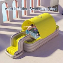 HAPPYSHOPPING Auvent Amovible De Radeau De Flotteur De Piscine Gonflable Resistant Au Soleil De Piscine De Gonflage Automatique Pour La Partie Exterieure De L'eau D'arriere-cour, Modele : Jaune 2.1m - Modele:Jaune 2.1m -Piscine Soldes Boutique 38594051 4