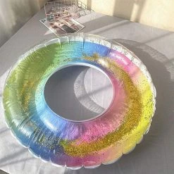 Bouee Arc En Ciel Piscine, Bouée Gonflable Brillante, Bouée Transparente, Anneau De Natation étincelant 90cm Fontainebleau -Piscine Soldes Boutique 42907641 3