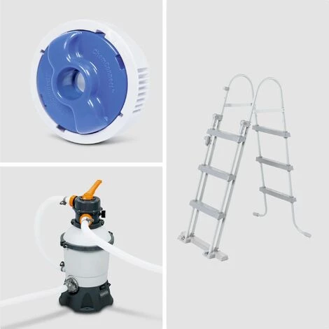 Piscine Tubulaire BESTWAY - Aventurine Pierre- Imitation Pierre Grise. Piscine Ovale 5x3m Avec Pompe De Filtration à Sable. Hublots. échelle Et Bâche De Protection - Gris 6 Piscine Tubulaire BESTWAY - Aventurine Pierre- Imitation Pierre Grise. Piscine Ovale 5x3m Avec Pompe De Filtration à Sable. Hublots. échelle Et Bâche De Protection - Gris – Image 4