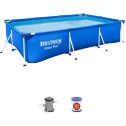 ALICE'S GARDEN Piscine Tubulaire Leman Avec Filtre à Cartouche Et Pompe De Filtration, Piscine Hors Sol 3x2 M