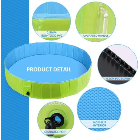 Pecute Piscine Pour Chien, XL 160x30cm, Baignoire Chien Pliable | Plus Robuste, Piscine Enfant | Pour Jardin, Patio Ou Salle De Bain, Piscine Animaux, Inusable, Avec Poignées - Vert 4 Pecute Piscine Pour Chien, XL 160x30cm, Baignoire Chien Pliable | Plus Robuste, Piscine Enfant | Pour Jardin, Patio Ou Salle De Bain, Piscine Animaux, Inusable, Avec Poignées - Vert – Image 2