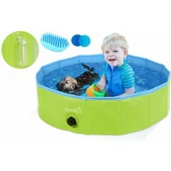 Pecute Piscine Pour Chien, M 80x20cm, Baignoire Chien Pliable | Plus Robuste, Piscine Enfant | Pour Jardin, Patio Ou Salle De Bain, Piscine Animaux, Inusable, Avec Poignées - Vert