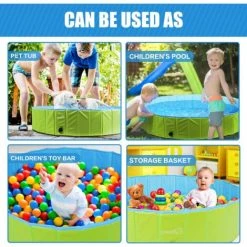 Pecute Piscine Pour Chien, M 80x20cm, Baignoire Chien Pliable | Plus Robuste, Piscine Enfant | Pour Jardin, Patio Ou Salle De Bain, Piscine Animaux, Inusable, Avec Poignées - Vert -Piscine Soldes Boutique 47518530 5