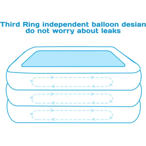 JMAX 210cm Piscine Gonflable Carrée Baignoire Pour Enfants Maison Extérieur 6 JMAX 210cm Piscine Gonflable Carrée Baignoire Pour Enfants Maison Extérieur – Image 4