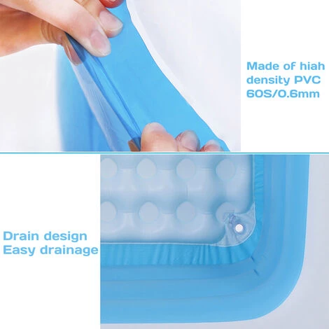 JMAX 210cm Piscine Gonflable Carrée Baignoire Pour Enfants Maison Extérieur 7 JMAX 210cm Piscine Gonflable Carrée Baignoire Pour Enfants Maison Extérieur – Image 5