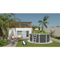Piscine Métal Hors Sol Anthracite 4,90 X 1,32 M - Pi9710 - Trigano Jardin - Gris