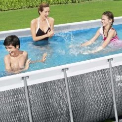 Piscine Tubulaire Hors Sol - Vostok - Bestway. Motif Rotin Gris. Rectangulaire 4x2m Avec Pompe. Filtre à Cartouche. Diffuseur Et échelle 4x2 M -Piscine Soldes Boutique 50883884 3