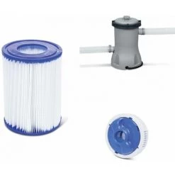 Piscine Tubulaire Hors Sol - Vostok - Bestway. Motif Rotin Gris. Rectangulaire 4x2m Avec Pompe. Filtre à Cartouche. Diffuseur Et échelle 4x2 M -Piscine Soldes Boutique 50883884 4