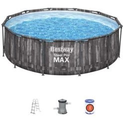 CONCEPT-USINE Piscine Hors Sol Ronde 3,66 X 1 M HILO - Gris -Piscine Soldes Boutique 51220263 3