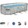 Piscine Hors Sol Tubulaire Bestway Power Steel Design Pierre 549x274x122 Cm Épurateur à Cartouche De 5.678 L/h Bâche, Échelle -Piscine Soldes Boutique 51242454 1