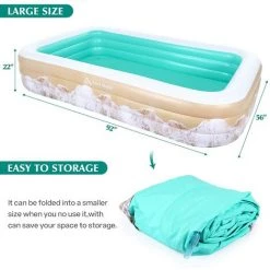 Brace Master Piscine Gonflable Pour Enfants 92" X 56" X 22"pour Enfants De 3 Ans Et Plus Piscine Gonflable Pour Enfants Adultes Extérieur Jardin Arrière-cour Vert -Piscine Soldes Boutique 51369682 3