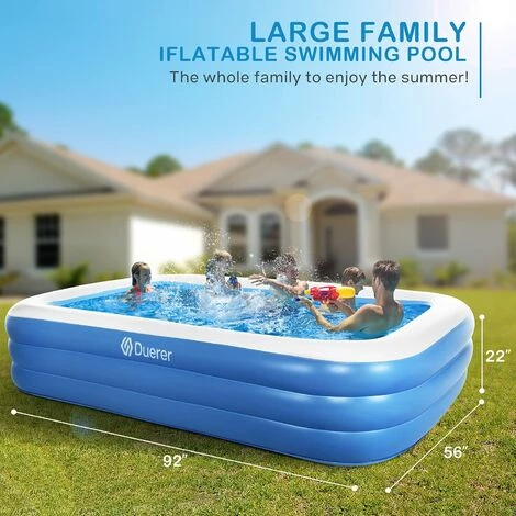 Duerer Piscines Gonflables 92" X 56" X 22" Enfants Toddler Adultes 3+ Ans Piscine Gonflable Épaissie Pour Backyard Garden Outdoor Party 4 Duerer Piscines Gonflables 92" X 56" X 22" Enfants Toddler Adultes 3+ Ans Piscine Gonflable Épaissie Pour Backyard Garden Outdoor Party – Image 2