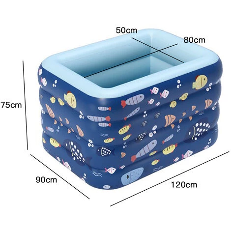 HALOYO Piscine Gonflable Pataugeoire En PVC Enfant Baignoire 4 Couches Piscine 1.2M BLEU 4 HALOYO Piscine Gonflable Pataugeoire En PVC Enfant Baignoire 4 Couches Piscine 1.2M BLEU – Image 2