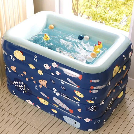 HALOYO Piscine Gonflable Pataugeoire En PVC Enfant Baignoire 4 Couches Piscine 1.2M BLEU 7 HALOYO Piscine Gonflable Pataugeoire En PVC Enfant Baignoire 4 Couches Piscine 1.2M BLEU – Image 5