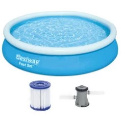 Pack BESTWAY Piscine Auto-portante Ronde - Fast Set - 366 X 76 Cm - Tapis De Sol - 366 X 366 - Gris 8 Pack BESTWAY Piscine Auto-portante Ronde - Fast Set - 366 X 76 Cm - Tapis De Sol - 366 X 366 - Gris -Piscine Soldes Boutique 52053717 2