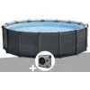 Kit Piscine Tubulaire Intex Graphite Ronde 4,78 X 1,24 M + Pompe à Chaleur - Gris -Piscine Soldes Boutique 52071583 1