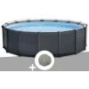 Kit Piscine Tubulaire Intex Graphite Ronde 4,78 X 1,24 M + 10 Kg De Zéolite - Gris