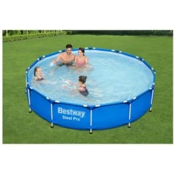 Pack BESTWAY Piscine Tubulaire Ronde - Steel Pro Max - 366 X 100 Cm - Tapis De Sol - 366 X 366 - Bleu -Piscine Soldes Boutique 52443878 4
