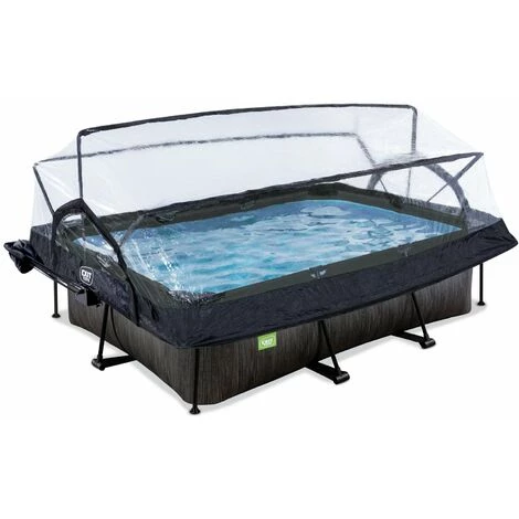 EXIT TOYS Piscine EXIT Black Wood 220x150x65cm Avec Pompe Filtrante Et Dôme Et Voile D'ombrage - Noir - Noir 6 EXIT TOYS Piscine EXIT Black Wood 220x150x65cm Avec Pompe Filtrante Et Dôme Et Voile D'ombrage - Noir - Noir – Image 4