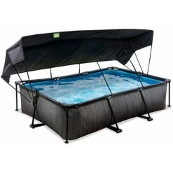 EXIT TOYS Piscine EXIT Black Wood 300x200x65cm Avec Pompe Filtrante Et Voile D'ombrage - Noir - Noir