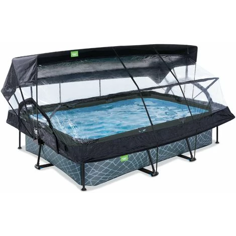 EXIT TOYS Piscine EXIT Stone 300x200x65cm Avec Pompe Filtrante Et Dôme Et Voile D'ombrage - Grise 3 EXIT TOYS Piscine EXIT Stone 300x200x65cm Avec Pompe Filtrante Et Dôme Et Voile D'ombrage - Grise