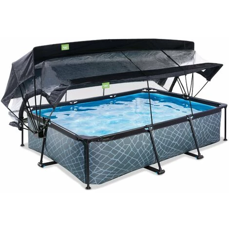 EXIT TOYS Piscine EXIT Stone 300x200x65cm Avec Pompe Filtrante Et Dôme Et Voile D'ombrage - Grise 5 EXIT TOYS Piscine EXIT Stone 300x200x65cm Avec Pompe Filtrante Et Dôme Et Voile D'ombrage - Grise – Image 3