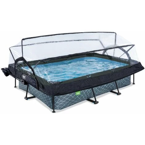 EXIT TOYS Piscine EXIT Stone 300x200x65cm Avec Pompe Filtrante Et Dôme Et Voile D'ombrage - Grise 6 EXIT TOYS Piscine EXIT Stone 300x200x65cm Avec Pompe Filtrante Et Dôme Et Voile D'ombrage - Grise – Image 4