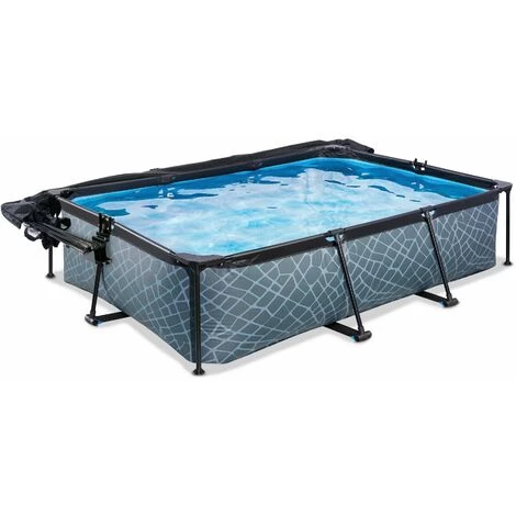 EXIT TOYS Piscine EXIT Stone 300x200x65cm Avec Pompe Filtrante Et Dôme Et Voile D'ombrage - Grise 7 EXIT TOYS Piscine EXIT Stone 300x200x65cm Avec Pompe Filtrante Et Dôme Et Voile D'ombrage - Grise – Image 5