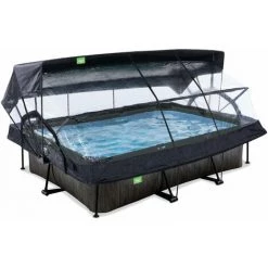 EXIT TOYS Piscine EXIT Black Wood 300x200x65cm Avec Pompe Filtrante Et Dôme Et Voile D'ombrage - Noir - Noir -Piscine Soldes Boutique 52937073 2