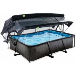 EXIT TOYS Piscine EXIT Black Wood 300x200x65cm Avec Pompe Filtrante Et Dôme Et Voile D'ombrage - Noir - Noir -Piscine Soldes Boutique 52937073 3