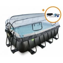EXIT TOYS Piscine EXIT Black Leather 400x200x122cm Avec Pompe Filtrante à Sable Et Dôme Et Kit D'accessoires - Noir - Noir