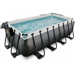 EXIT TOYS Piscine EXIT Black Leather 400x200x122cm Avec Pompe Filtrante à Sable Et Dôme Et Kit D'accessoires - Noir - Noir -Piscine Soldes Boutique 52937112 4