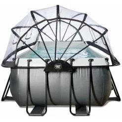 EXIT TOYS Piscine EXIT Black Leather 400x200x122cm Avec Pompe Filtrante à Sable Et Dôme Et Kit D'accessoires - Noir - Noir -Piscine Soldes Boutique 52937112 5