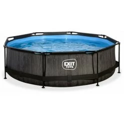 EXIT TOYS Piscine EXIT Black Wood ø300x76cm Avec Pompe Filtrante - Noir - Noir