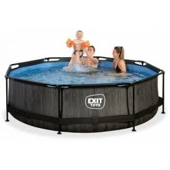 EXIT TOYS Piscine EXIT Black Wood ø300x76cm Avec Pompe Filtrante - Noir - Noir -Piscine Soldes Boutique 52937143 4