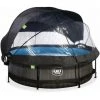 EXIT TOYS Piscine EXIT Black Wood ø300x76cm Avec Pompe Filtrante Et Dôme Et Voile D'ombrage - Noir - Noir