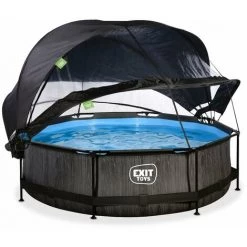 EXIT TOYS Piscine EXIT Black Wood ø300x76cm Avec Pompe Filtrante Et Dôme Et Voile D'ombrage - Noir - Noir -Piscine Soldes Boutique 52937146 3