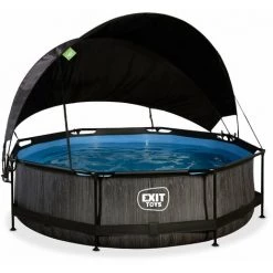 EXIT TOYS Piscine EXIT Black Wood ø300x76cm Avec Pompe Filtrante Et Voile D'ombrage - Noir - Noir -Piscine Soldes Boutique 52937147 2