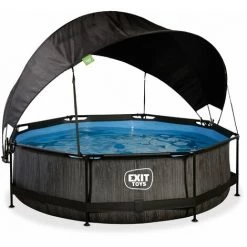 EXIT TOYS Piscine EXIT Black Wood ø300x76cm Avec Pompe Filtrante Et Voile D'ombrage - Noir - Noir -Piscine Soldes Boutique 52937147 3