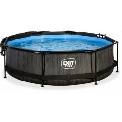 EXIT TOYS Piscine EXIT Black Wood ø300x76cm Avec Pompe Filtrante Et Voile D'ombrage - Noir - Noir -Piscine Soldes Boutique 52937147 4