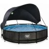 EXIT TOYS Piscine EXIT Black Wood ø360x76cm Avec Pompe Filtrante Et Voile D'ombrage - Noir - Noir