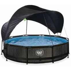 EXIT TOYS Piscine EXIT Black Wood ø360x76cm Avec Pompe Filtrante Et Voile D'ombrage - Noir - Noir -Piscine Soldes Boutique 52937164 3