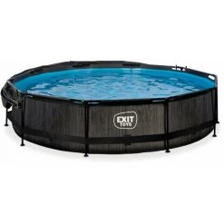 EXIT TOYS Piscine EXIT Black Wood ø360x76cm Avec Pompe Filtrante Et Voile D'ombrage - Noir - Noir -Piscine Soldes Boutique 52937164 4