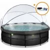 EXIT TOYS Piscine EXIT Black Leather ø450x122cm Avec Pompe Filtrante à Sable Et Dôme Et Kit D'accessoires - Noir - Noir
